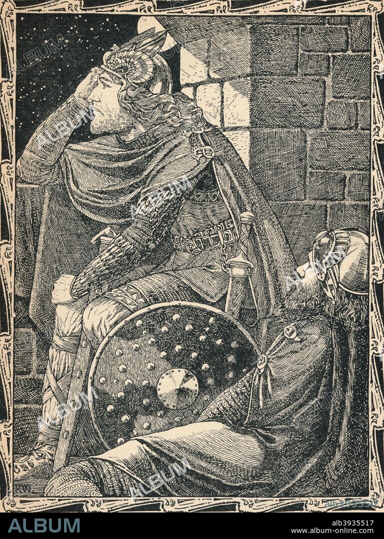 Hereward The Wake At Ely, 1902. Hereward the Wake, Anglo-Saxon rebel, attacking Peterborough Abbey, 1070 (early 20th century). Hereward attacking the abbey in protest at William I's imposition of a Norman abbot. From his base in the fens near Ely, Hereward was a leader of popular Anglo-Saxon resistance after the Norman Conquest and the coronation of William the Conqueror as King of England. He was the eponymous hero of a novel by Charles Kingsley published in 1865. After a work by Patten Wilson (1869-1934). From A Child's History of England by Charles Dickens [J. M. Dent & Co., New York, 1902].