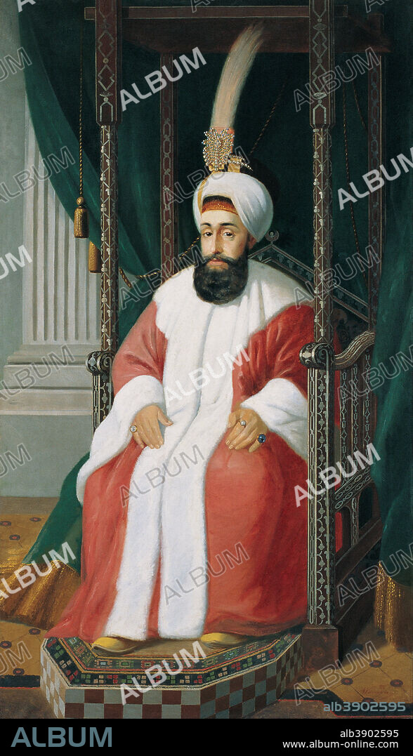 JOSEPH WARNIA-ZARZECKI. Selim III, 28th Sultan of the Ottoman Empire and 107th Caliph of Islam. Date/Period: Late 19th Century - Early 20th Century. Painting. Oil on canvas. Height: 1,675 mm (65.94 in); Width: 960 mm (37.79 in).