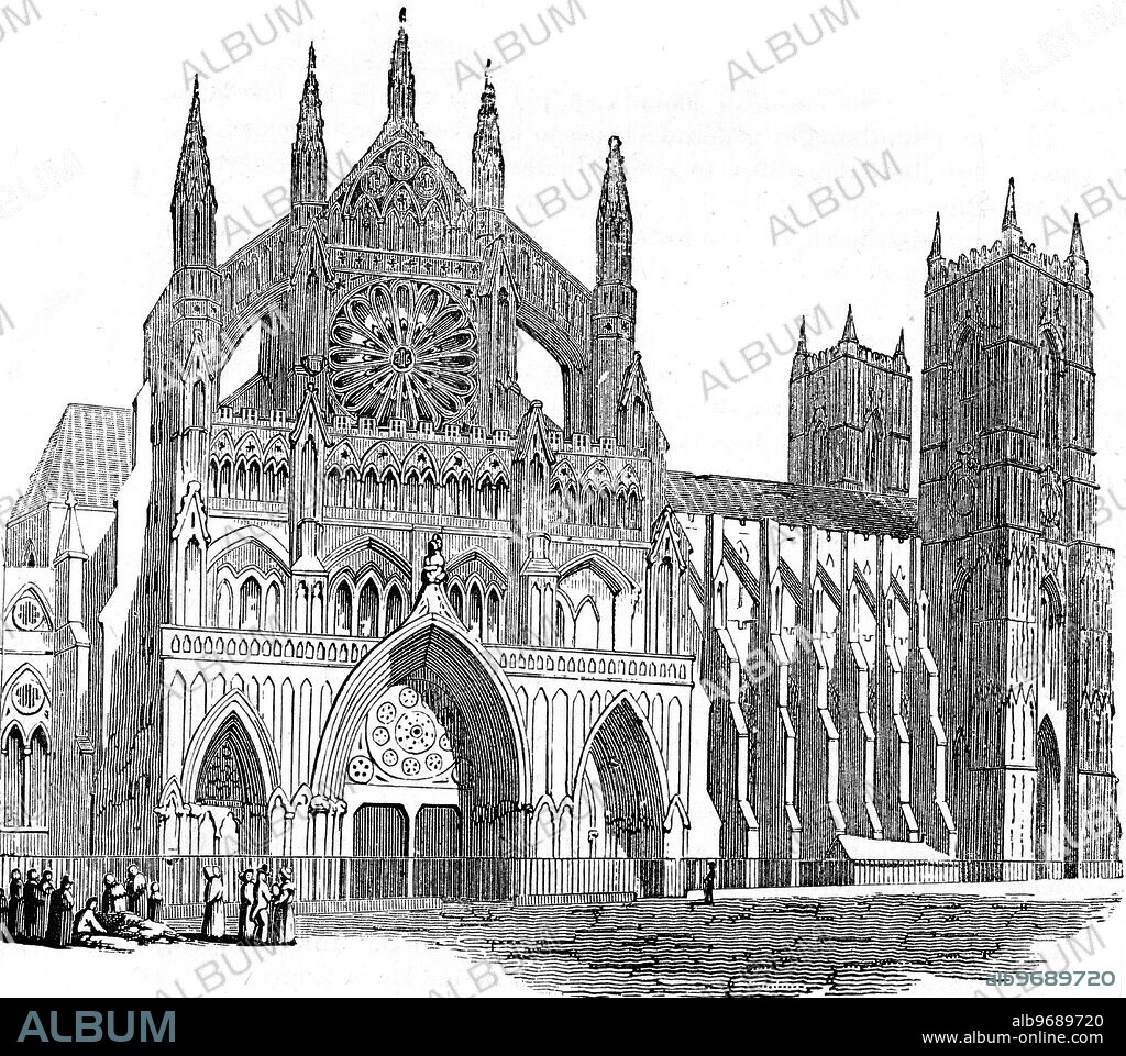 Front of North Transept , Westminster Abbey , London , England . 1845.