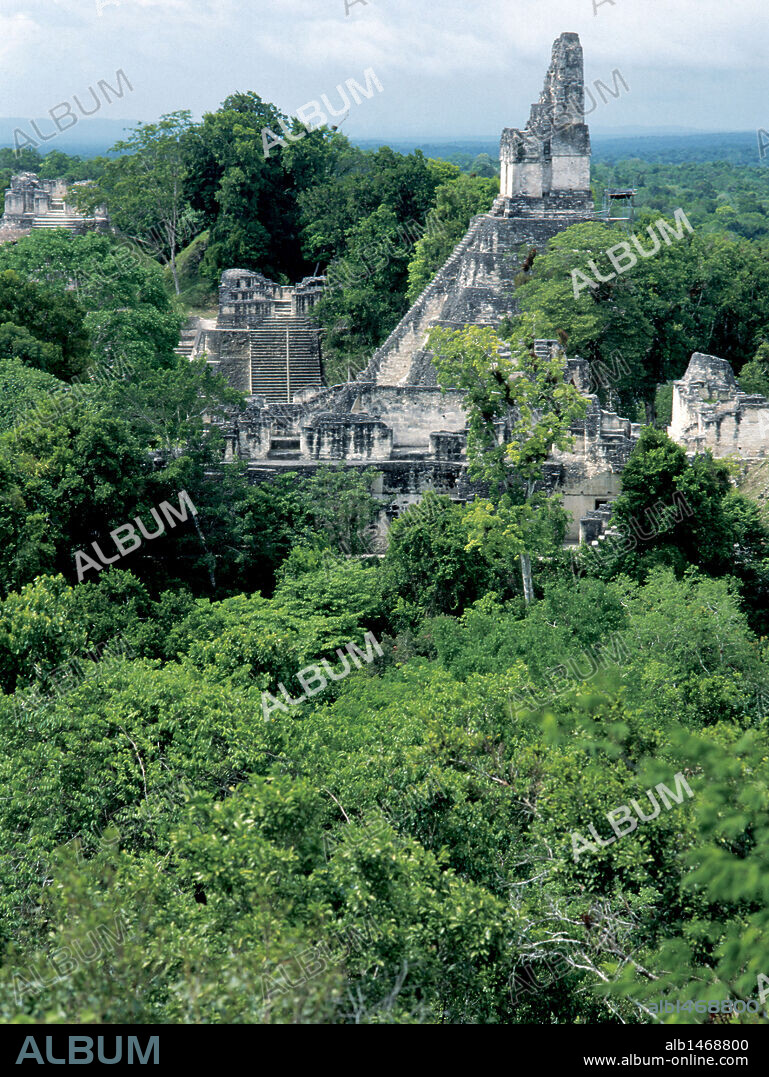 Pre-Columbian Art. Maya. Tikal. Ruins. Peten region. Guatemala.