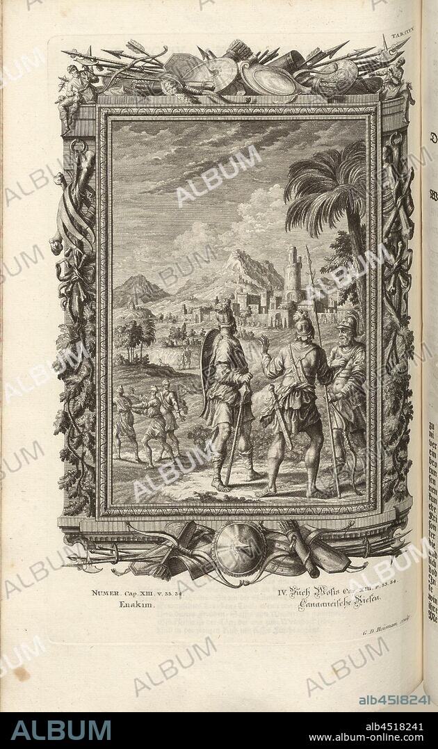 Equal, Parallel Title: Cananne Giant, Signed: G. D. Heüman sculp, Copper Engraving, Plate CCCV (Vol. 2), Füssli, Johann Melchior; Heumann, Georg Daniel (sculp.), 1731, Johann Jakob Scheuchzer: Kupfer-Bibel (...). Augspurg und Ulm: gedruckt bey Christian Ulrich Wagner, 1731-1735.