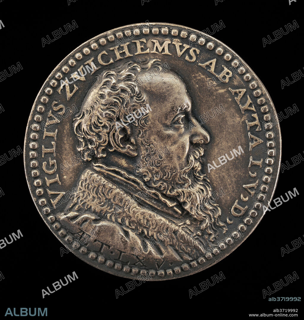 JACQUES JONGHELINCK. Viglius van Aytta of Zuichem, 1507-1577, Lawyer and Humanist [obverse]. Dated: 1571. Dimensions: overall (diameter): 4 cm (1 9/16 in.)  gross weight: 20.39 gr (0.045 lb.)  axis: 12:00. Medium: silver.