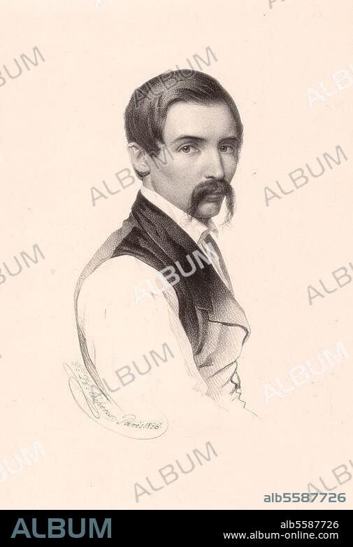 HERMANN EICHENS. Eichens, Hermann (Philipp Hermann). Maler, Lithograph u. Kupferstecher; Berlin 13.9.1813 - Paris 17.5.1886. "Selbstbildnis", Paris 1838. Kreidelithographie, Bl. 32,3 × 20,6 cm. Berlin, Sammlung Archiv für Kunst und Geschichte.