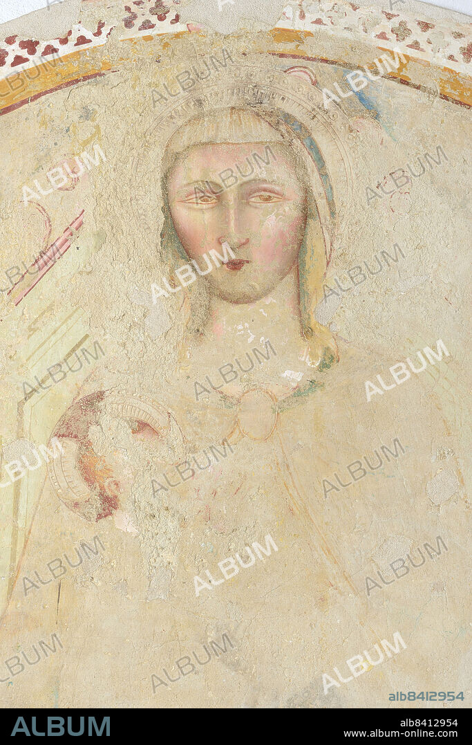 affresco con la madonna del latte, chiesa madonna degli angeli, lapedona, marche, italia.