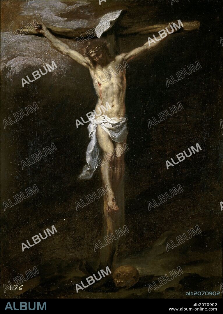 BARTOLOMÉ ESTEBAN MURILLO. Bartolomé Esteban Murillo / 'Cristo crucificado', Hacia 1677, Escuela Española, Óleo sobre Lienzo, 71 cm x 54 cm, P00967.