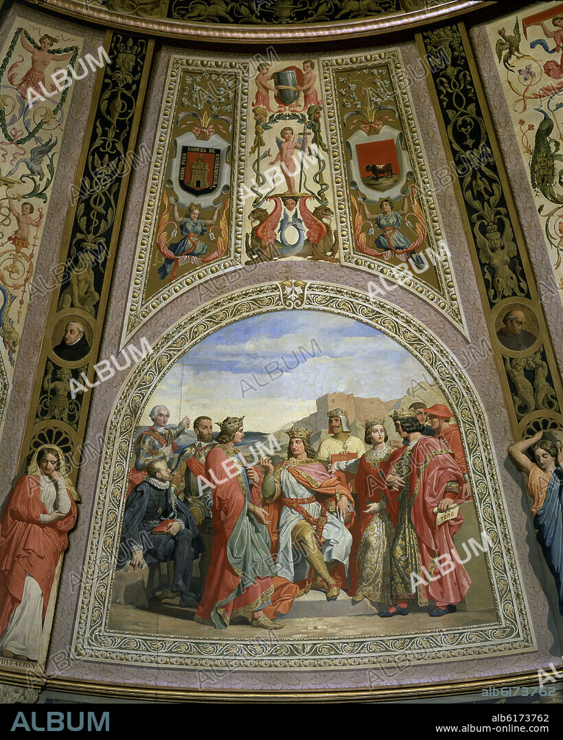 CARLOS LUIS DE RIBERA Y FIEVE. PINTURA MURAL DE LA BOVEDA DEL SALON DE SESIONES - 1850/53 - DETALLE - LEGISLADORES DE LA  EPOCA DE LA RESTAURACION.