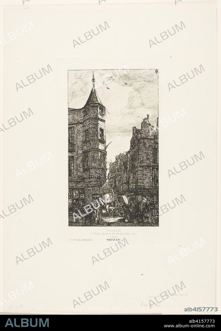House with a Turret, No 22, rue de l'Ecole de Médecine, Paris (called the Turret of Marat). Charles Meryon (French, 1821-1868); published by Gazette des Beaux-Arts (French,1859-present). Date: 1861. Dimensions: 179 × 102 mm (image); 211 × 132 mm (plate); 345 × 240 mm (sheet). Etching on ivory laid paper. Origin: France.