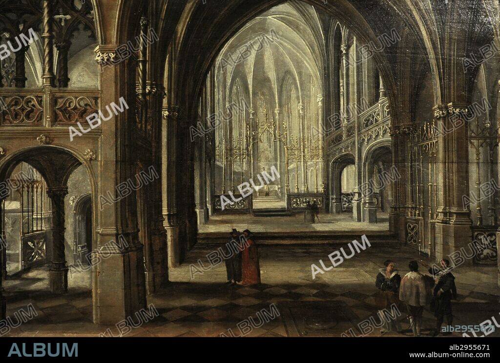 Paul Vredeman de Vries (1567-1630). Interior of a Gothic Church. Flanders, end of 16th C. Oil on wood. National Museum. Gdansk. Poland.