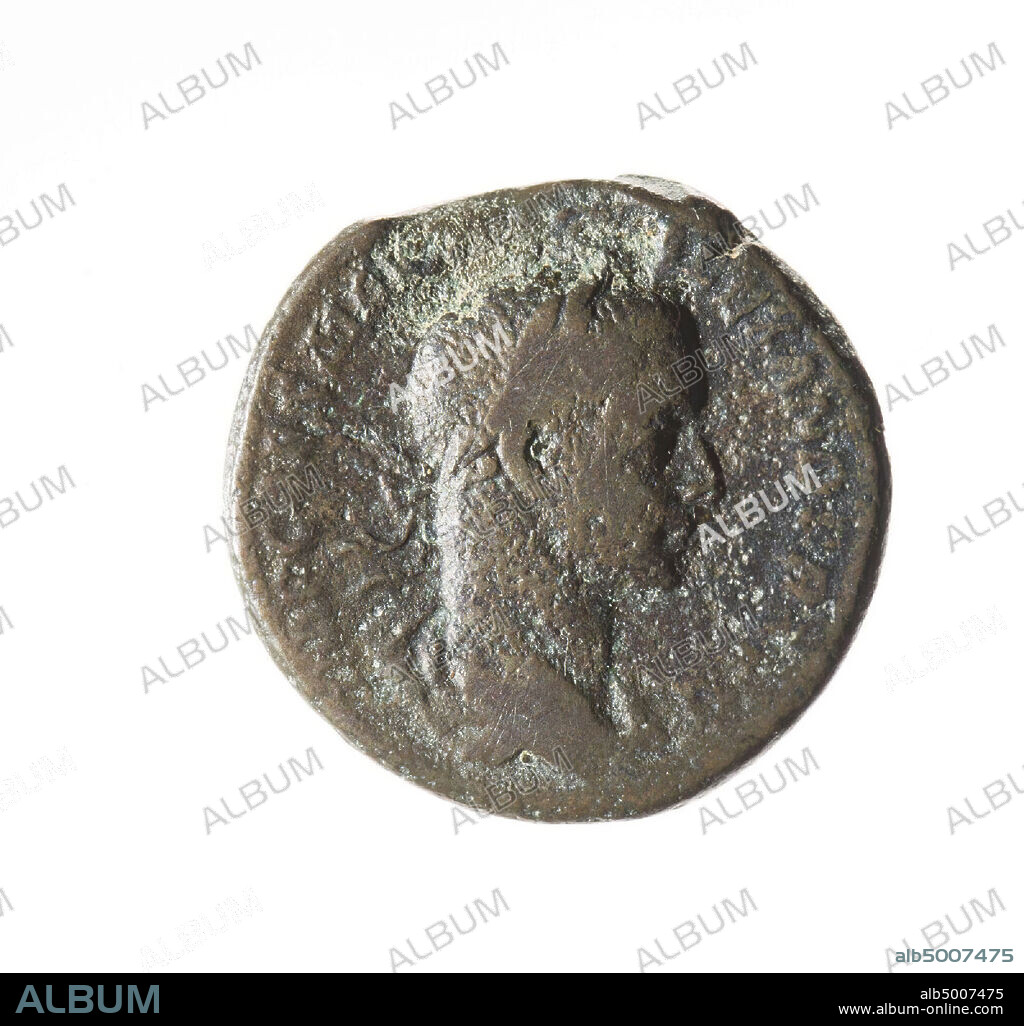 Obverse: Severus Alexander, on the right, honored, dressed. Worn, remains of inscription: IMP CAES M AVR SEV ALEXANDER AVG. Reverse: Severus Alexander, standing, right, dressed in gown, brings sacrifice on burning altar. (Book scroll in left hand?). Inscription missing a bit at the top, presumably: P M TR P III I COS P P S C, coin, ash of Severus Alexander, metal, bronze, diam: 2,5 cm, wt. 9.33 grams, 224-225 AD, unknown.