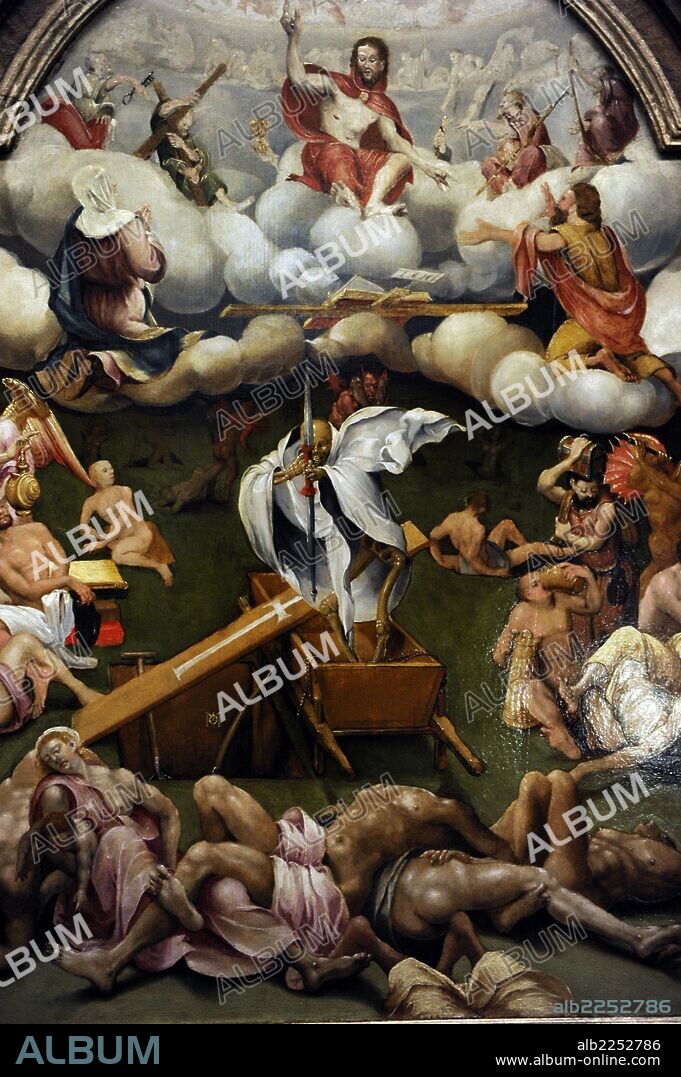 ARTE RENACIMIENTO. ALEMANIA. TRIPTICO DEL TRIUNFO DE LA MUERTE Y JUICIO FINAL. 1550. Obra del pintor renacentista alemán Hermann Tom Ring (1521-1596). Museum Catharijneconvent. Utrecht. Países Bajos.