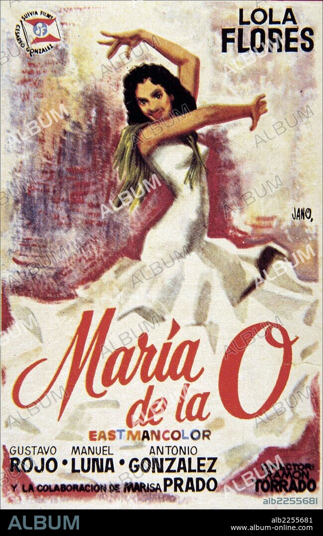 PELICULA : MARIA DE LA O , 1958. BASADA EN LA NOVELA HOMONIMA DE RAFAEL DE LEON. DIRECTOR, RAMON TORRADO. ACTORES , LOLA FLORES. FLORES, LOLA. ACTRIZ Y CANTANTE ESPAÑOLA. JEREZ DE LA FRONTERA 1925-1995.