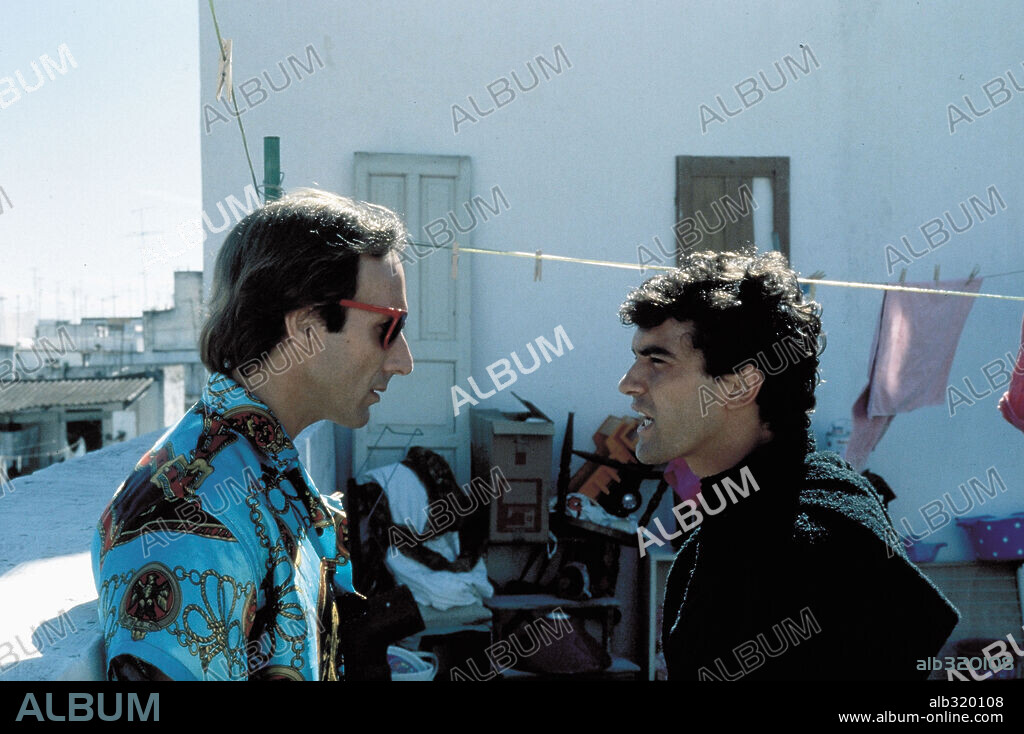 ANTONIO BANDERAS and EUSEBIO PONCELA in LAW OF DESIRE, 1987 (LA LEY DEL DESEO), directed by PEDRO ALMODOVAR. Copyright EL DESEO S.A.