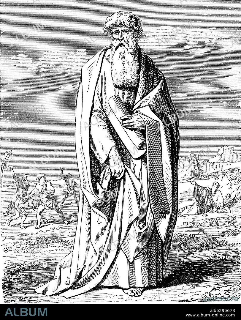San Ezequiel (622 aC.-564 aC.), sacerdote judío, tercero de los cuatro profetas mayores del pueblo hebreo según el Antiguo Testamento. Grabado de 1852.