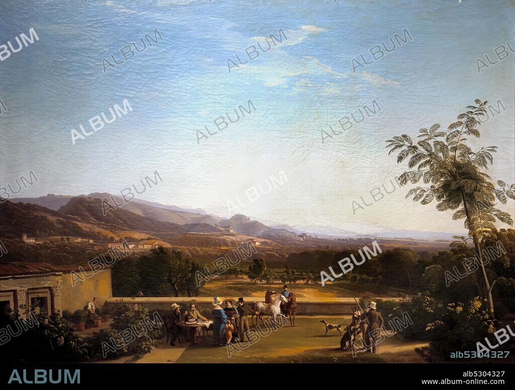 Luigi Basiletti . 1780-1859. View of Franciacorta from the villa of the Ducco counts in Camignone. 1832-1833. oil painting on canvas. cm 100 x 138.