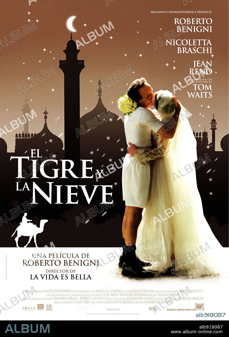 Affiche de LA TIGRE E LA NEVE, 2005, réalisé par ROBERTO BENIGNI. Copyright MELAMPO CINEMATOGRAFICA.