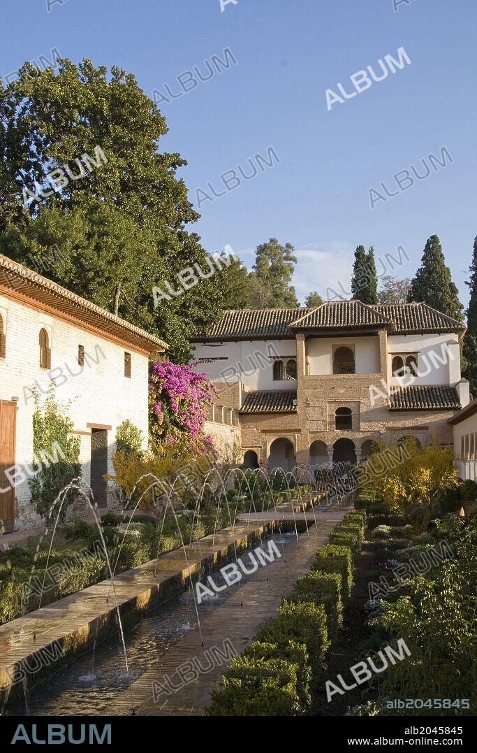 Patio de la Acequia at the Generalife garden, La Alhambra de Granada, Spain.