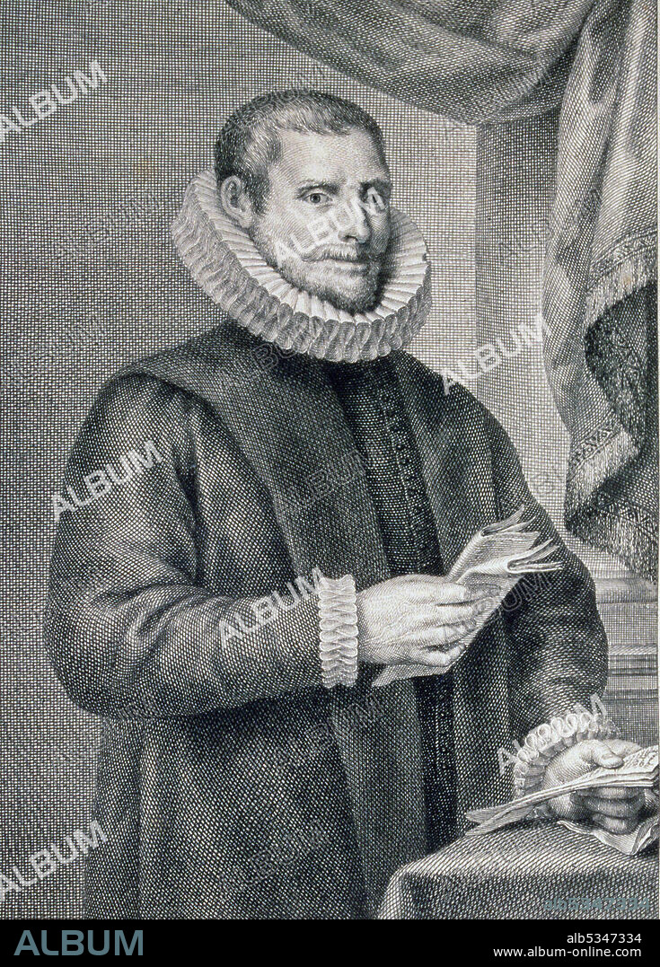 MANUEL SALVADOR CARMONA. LANUZA, MARTIN BAUTISTA DE. JUSTICIA MAYOR DE ARAGON. HIJAR 1550-1622. GRABADO DE "VARONES ILUSTRES". BIBLIOTECA NACIONAL. MADRID.