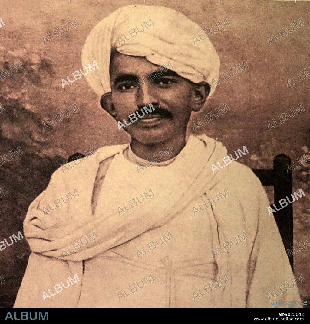 Young Satyagraha and future Mahatma Gandhi in South Africa, Mohandas Karamchand Gandhi 1869 1948), preeminent leader of the Indian independence movement in British-ruled India.