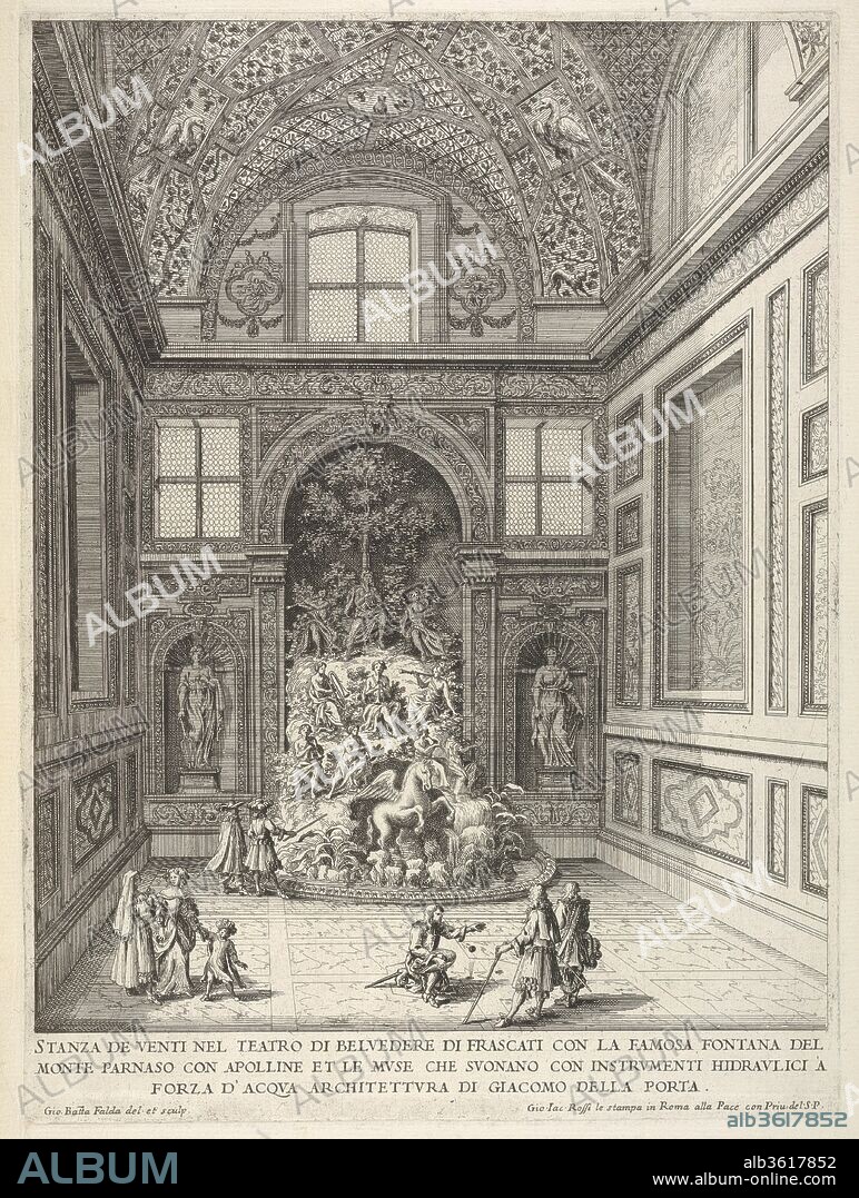 Stanza di Venti nel Teatro di Belvedere di Frascati. Artist: Giovanni Battista Falda (Italian, Valduggia 1643-1678 Rome). Dimensions: plate: 12 9/16 x 9 1/4 in. (31.9 x 23.5 cm)
sheet: 15 7/16 x 10 7/8 in. (39.2 x 27.6 cm). Publisher: Giovanni Giacomo De Rossi (Italian, Rome 1627-1691 Rome).