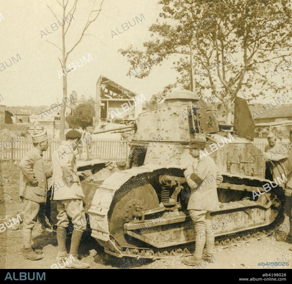 Small Renault tank, c1914-c1918. Photograph from a series of glass plate stereoview images depicting scenes from World War I (1914-1918).