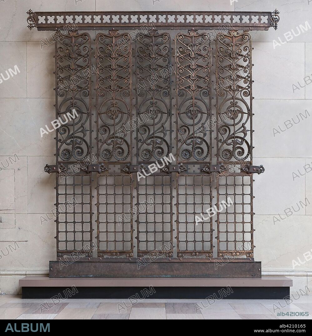JENNEY & MUNDIE. Manhattan Building, Chicago, Illinois, Elevator Grille. Jenney & Mundie (American, 1891-1905); William LeBaron Jenney (American, 1832-1907); William B. Mundie (Canadian, 1863-1939). Date: 1889-1891. Dimensions: 226 × 229 × 4 cm (89 × 90 × 1 1/2 in.). Copper-plated cast iron. Origin: United States.