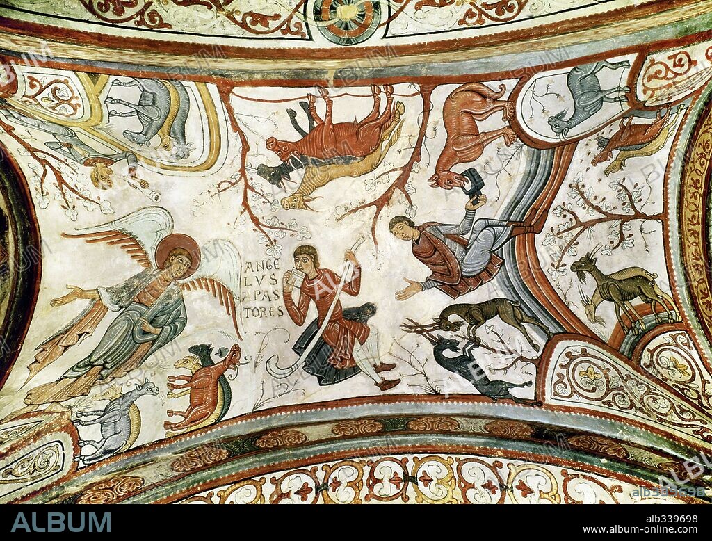 Bóveda del Panteón de los Reyes: Adoración. Iglesia de San Isidoro, León.  Siglo XII.