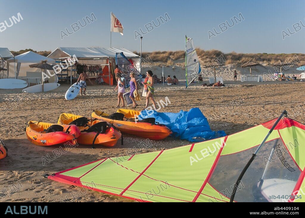 Central beach - windsurf, Isla Cristina, Huelva province, Region of Andalusia, Spain, Europe.