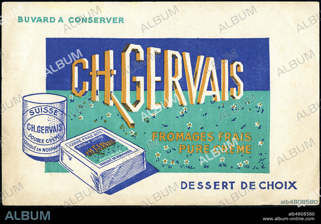 Fromage frais Ch. Gervais. Illustration anonyme pour un buvard publicitaire vers 1960. Credit : Coll. Jonas/KHARBINE-TAPABOR.