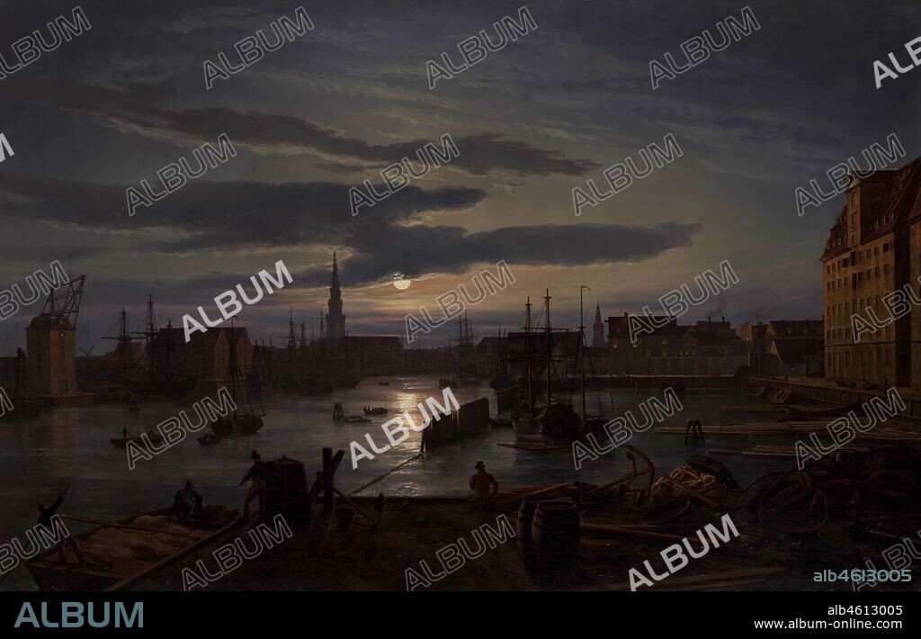 JOHAN CHRISTIAN DAHL. Copenhagen Harbor by Moonlight, 1846.