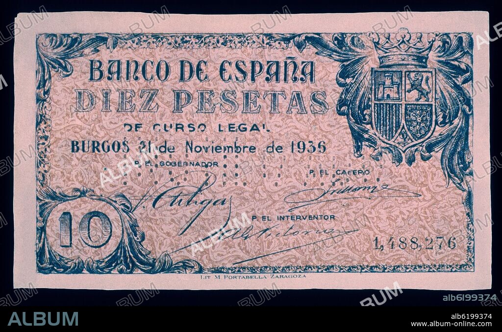 AUTOR LIBRE 01307. BILLETE DE 10 PESETAS 1936.