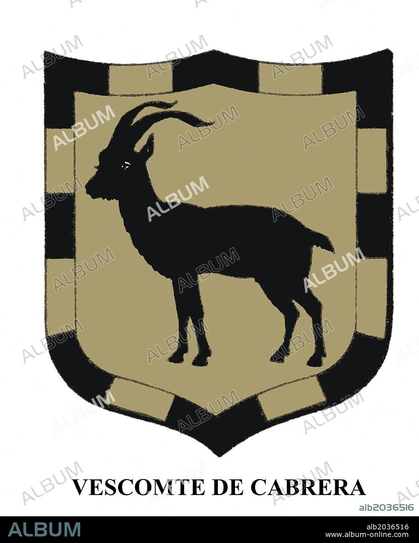 Heraldica. Historia de Catalunya, de Antoni Aulestia i Pijoan (1849-1908), y Ernest Moliné i Brasés (1868-1940). Año 1921. Escudo del Vescomte de Cabrera.