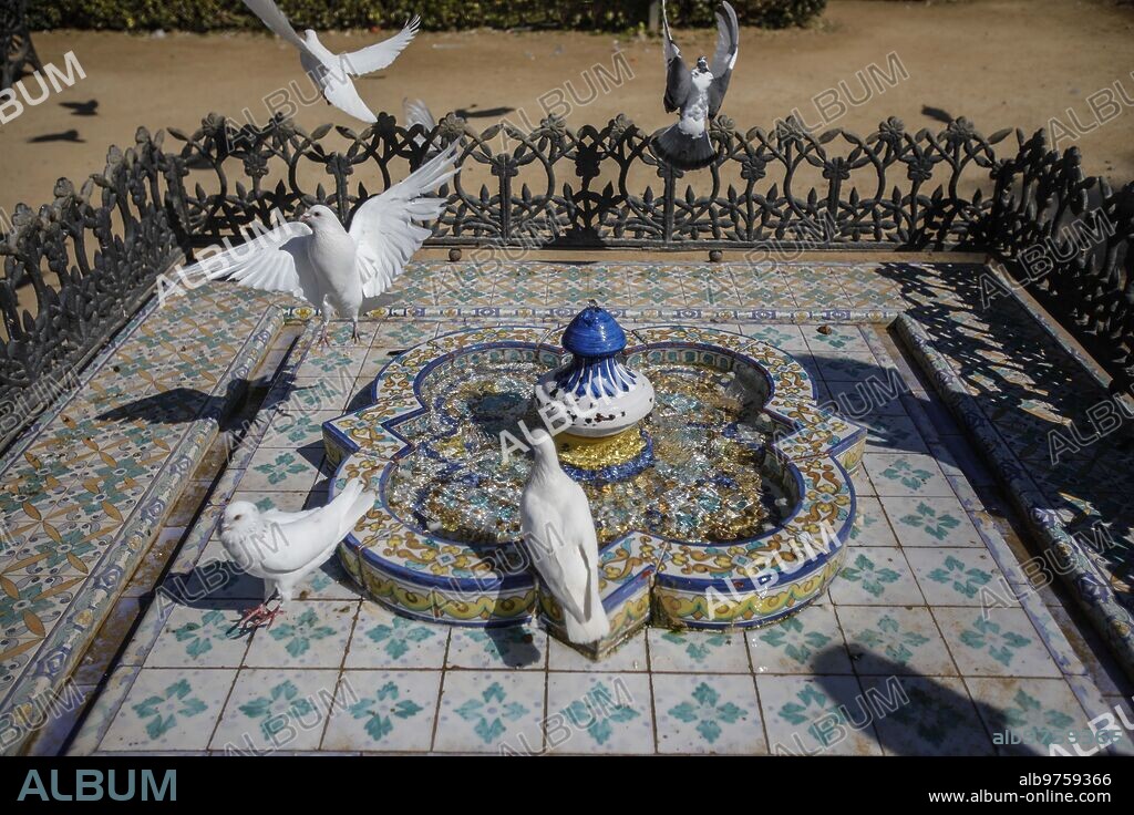 Sevilla, 03/03/2019. El parque de María Luisa. En la imagen, una fuente del parque de las Palomas en la Plaza de América. Foto: Raúl Doblado ARCHSEV.