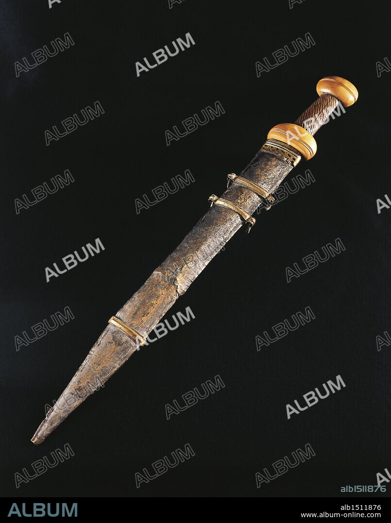 Roman civilization. Sword inside its bronze, wood and bone sheath. From Pannerden, Netherlands.