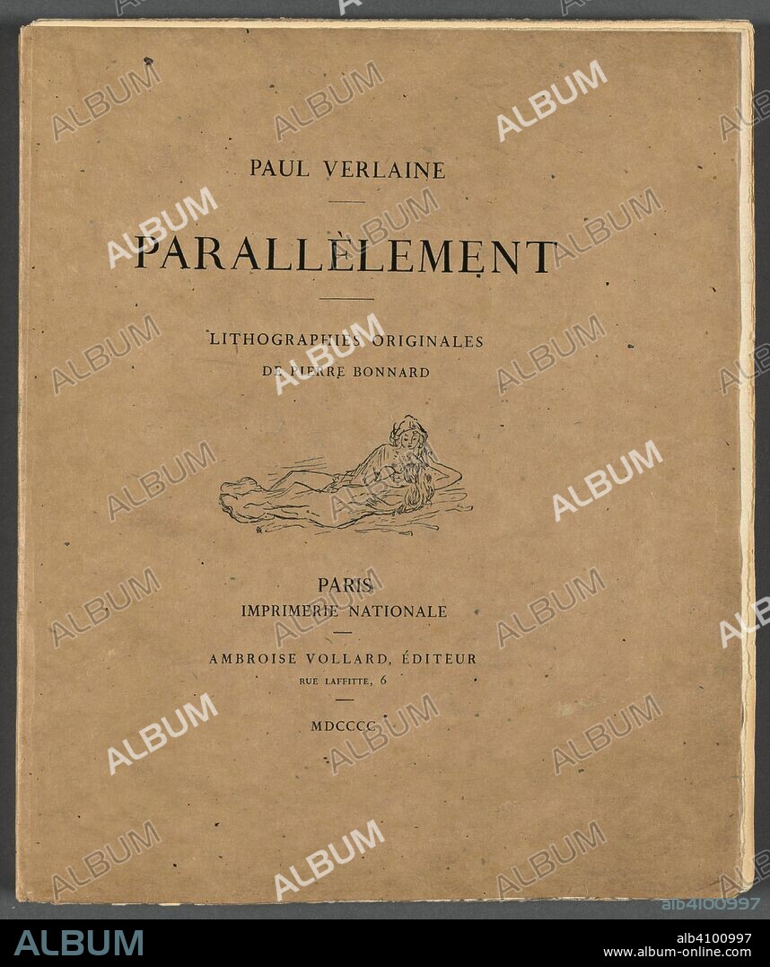 Artists' book Parallèlement by Paul Verlaine. Dimensions: 29.8 cm x 24.7 cm, 2.9 cm x 46.1 cm, 34.4 cm x 4.5 cm. 109 lithographs in pink, nine woodcuts and letterpress printing in black on wove paper, bound in a paper cover, in a slipcase.