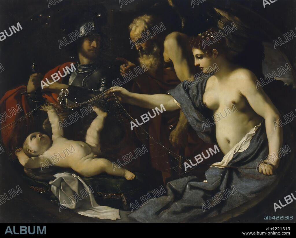 GIOVANNI FRANCESCO BARBIERI (GUERCINO) (WORKSHOP). 'Chronos, Mars, Cupid and Venus (copy)'. Italy. Dimensions: 130x172 cm.