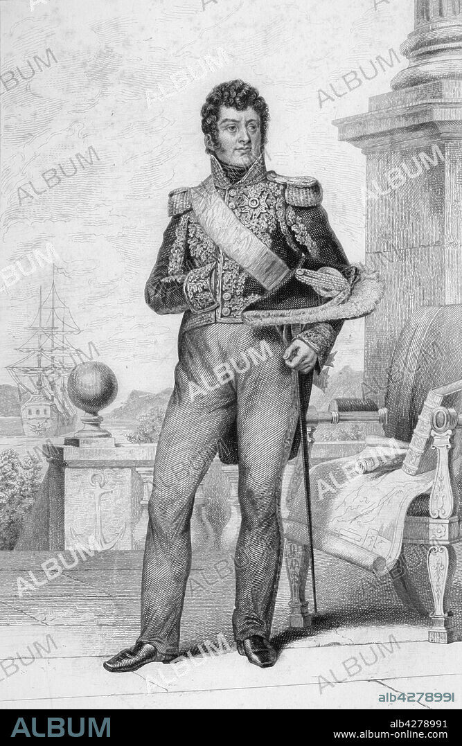 GEILLE. Laurent Jean François Truguet, 1804, (1839). 'Truguet (Laurent-Jean-François, Comte) - Amiral'. Portrait of French admiral Laurent Truguet (1765-1831). From "Galerie Des Maréchaux De France. Dédiée à l'Armée de Terre et de Mer" (Gallery of the Marshals of France. Dedicated to the Army of Land and Sea), by Charles Gavard. [De Fain, Paris, 1839].