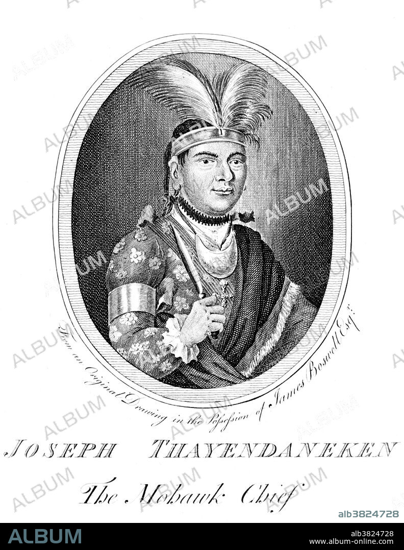 Thayendanegea or Joseph Brant (March 1743 - November 24, 1807) was a Mohawk military and political leader, who was closely associated with Great Britain during and after the American Revolution. Perhaps the American Indian of his generation best known to the Americans and British, he met many of the most significant Anglo-American people of the age, including both George Washington and King George III. While not born into a hereditary leadership role within the Iroquois League, Brant rose to prominence due to his education, abilities and his connections to British officials. During the American Revolutionary War, Brant led Mohawk and colonial Loyalists against the rebels in a bitter partisan war on the New York frontier. He was accused by the Americans of committing atrocities and given the name "Monster Brant", but the charges were later found to be false. After the war, he relocated with most of his people to Canada to the Six Nations Reserve, where he remained a prominent leader. Brant was a war chief, and not a hereditary Mohawk sachem. His decisions could and were sometimes overruled by the sachems and clan matrons. However, his natural ability, his early education, and the connections he was able to form made him one of the great leaders of his people and of his time.