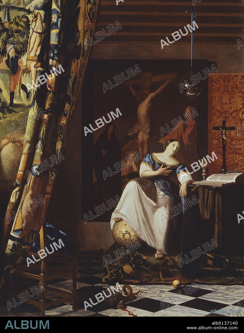 JOHANNES VERMEER (1632-1675). ALEGORIA DE LA FE - 1671-1674 - OLEO/LIENZO - 114,3 x 88,9 cm - BARROCO HOLANDES.