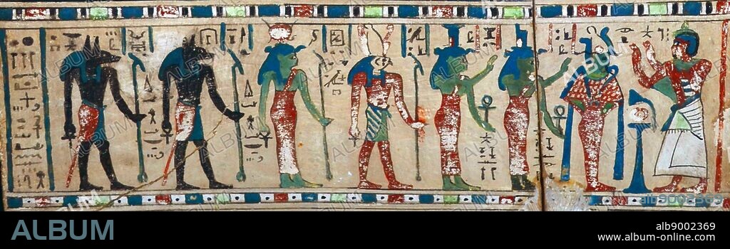 Painted Wooden Stela of Neswy 3rd Century B.C. Neswy is shown adoring a multitude of deities.