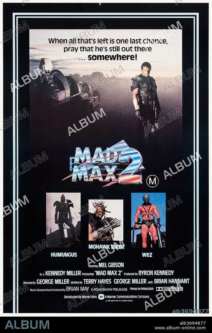 Poster de MAD MAX II, 1981 (MAD MAX II: THE MAD MAX II: ROAD WARRIOR), dirigida por GEORGE MILLER. Copyright WARNER BROTHERS.