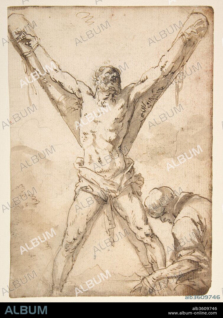 Martyrdom of St. Andrew. Artist: Salvator Rosa (Italian, Arenella (Naples) 1615-1673 Rome). Dimensions: 7-13/16 x 5-3/8 in. (19.8 x 13.7 cm). Date: 1615-73.