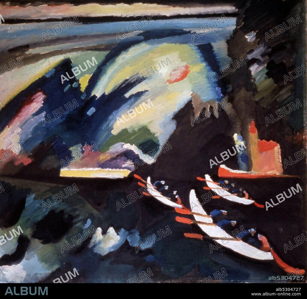 WASSILY KANDINSKY. KANDINSKY, WASSILY. PINTOR RUSO.- 1866 - 1944. " PASEO EN BARCA " , OLEO SOBRE LIENZO , AÑO 1910. GALERIA ESTATAL TRETIKOVSKAYA. MOSCU.