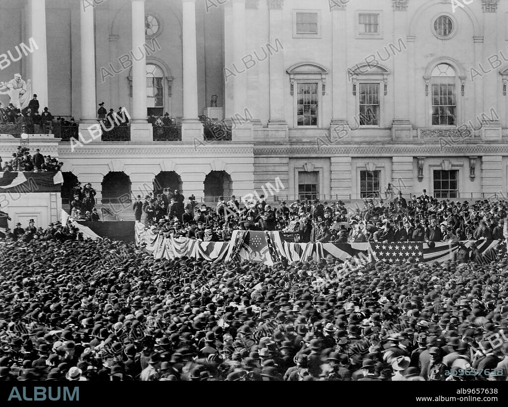 President McKinley Making his Inaugural Address, U. S. Capitol, Washington DC, USA, Photograph by George Prince, March 4, 1897.