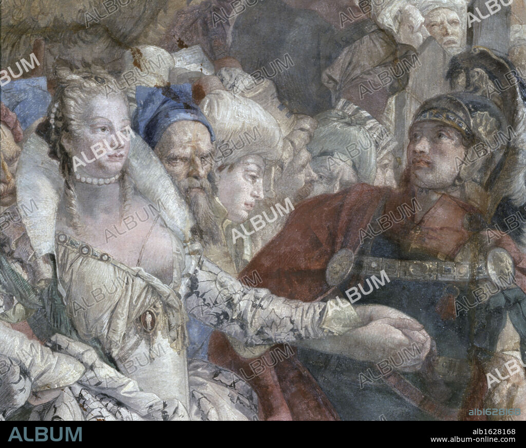 GIAMBATTISTA TIEPOLO. The Meeting Of Anthony & Cleopatra (detail) Giovanni Battista Tiepolo (1696-1770 Italian) Fresco Palazzo Labia, Venice, Italy.