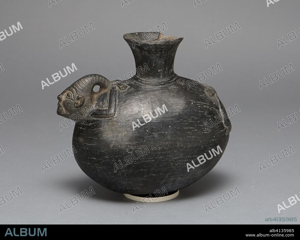 CHIMU. Blackware Jar in the Form of a Figure with Bound Arms and Legs. Chimú; North coast, Peru. Date: 1200-1450. Dimensions: H. 20.8 cm (8 3/16 in.). Ceramic. Origin: North Coast.