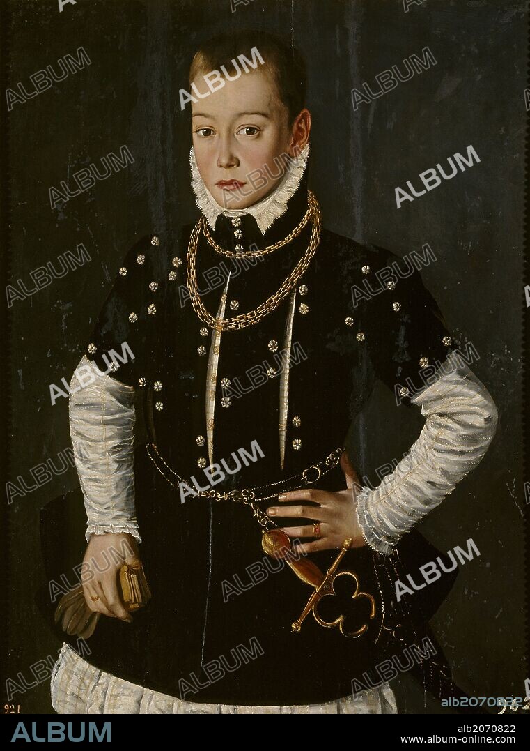 ANÓNIMO. Anónimo / 'Retrato de niño desconocido', Hacia 1570, Escuela Flamenca, Óleo sobre Materia de origen vegetal, 83,9 cm x 62,6 cm, P00056.