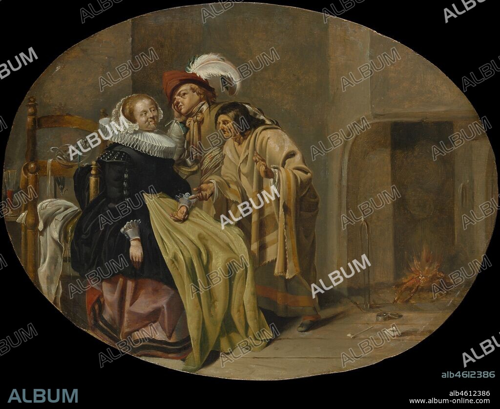 JACOB DUCK. A Couple in an Interior with a Gypsy Fortune-Teller, ca. 1632-33.