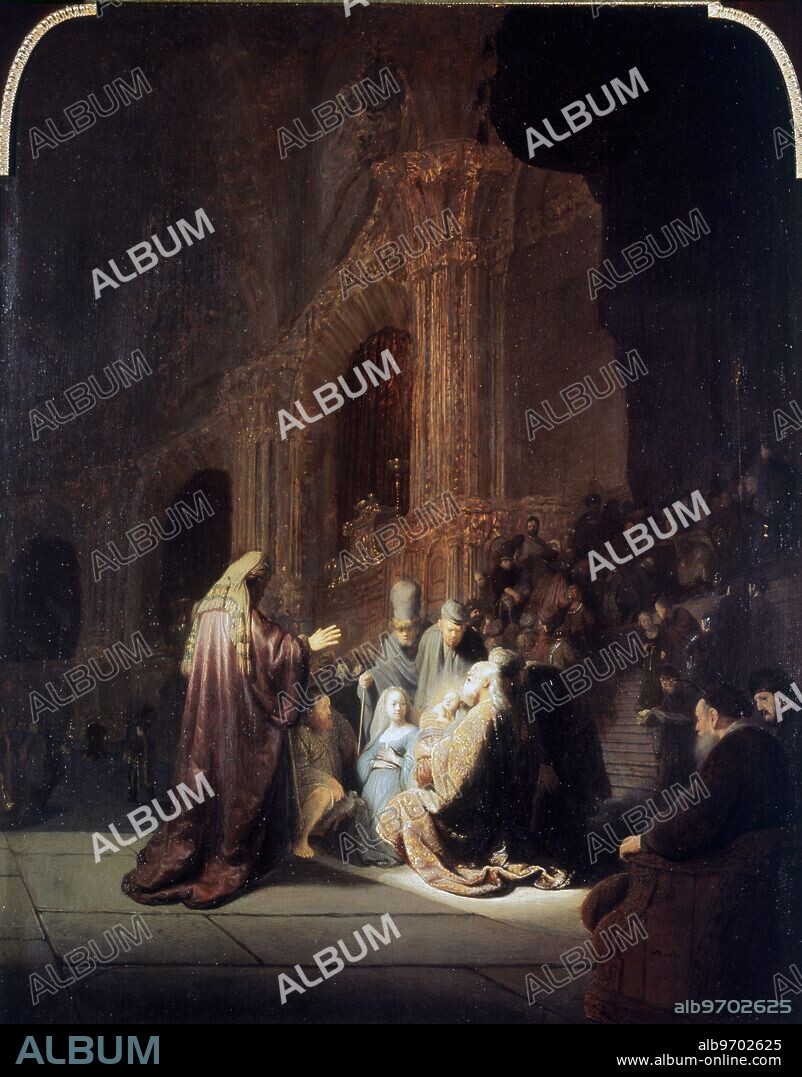 The Presentation in the Temple. by Rembrandt. in Galleria degli Uffizi, Florence, Italy. Rembrandt Harmenszoon van Rijn (July 15, 1606 - October 4, 1669) is generally considered one of the greatest painters in European art history and the most important in Dutch history. ©TopFoto.