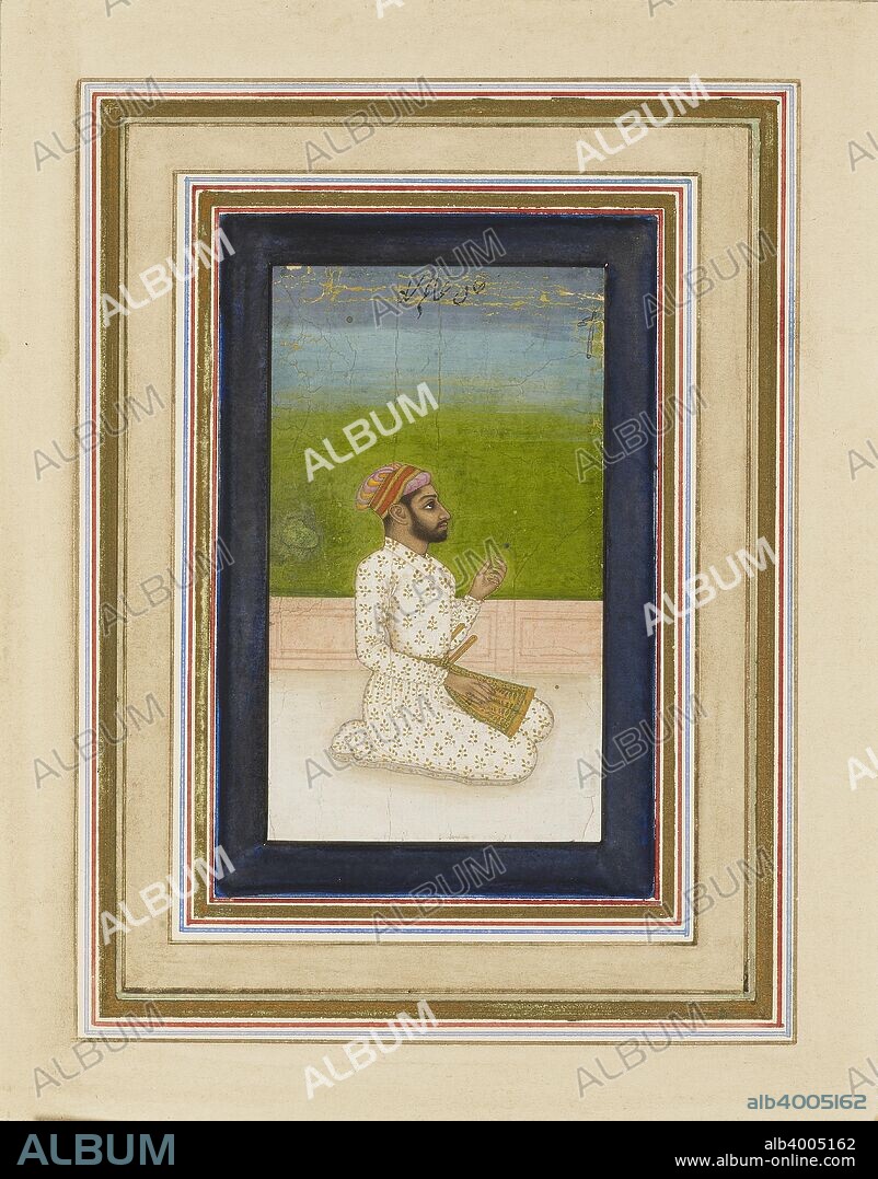 Khan-e-Alam, Commander of the Army of Shah Jahan, possibly 17th century. Painting - Portrait of Khane-Alum, Commander of the Army of Shah Jehan. Dimensions: height x width: mount 40.4 x 27.6 cmheight x width: page 19.8 x 15.6 cmheight x width: painting 10.1 x 5.8 cm.
