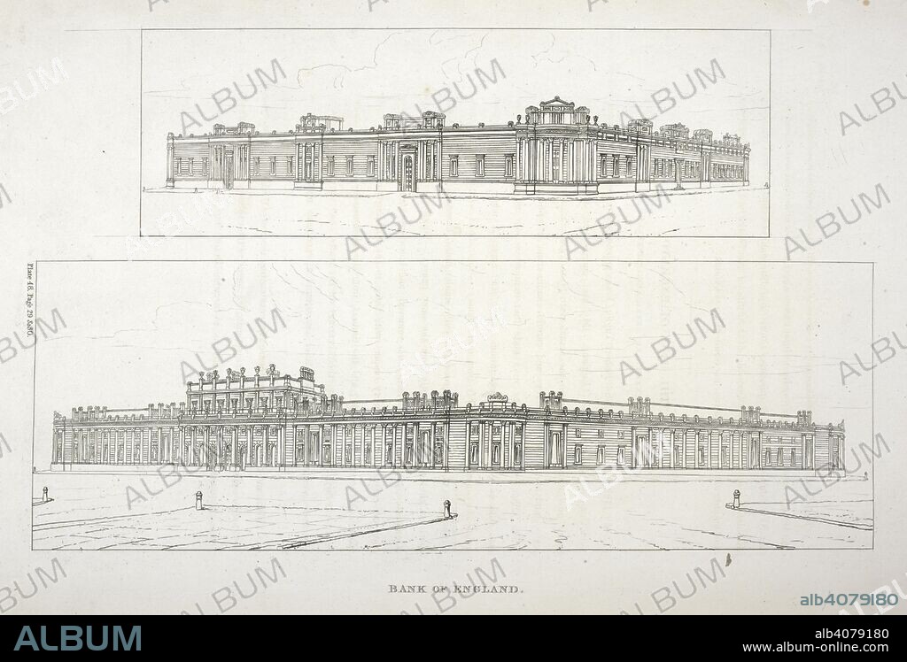 JOHN SOANE. Drawings of the Bank of England. Designs for public and private buildings. L.P. London, 1828. Source: 559*.g.17, plate 48. Language: English.